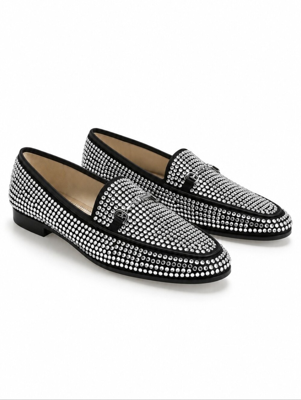 Sam Edelman Loraine Glitz Horsebit Loafers Black Rhinestone Slip-On Flats Sz 8.5